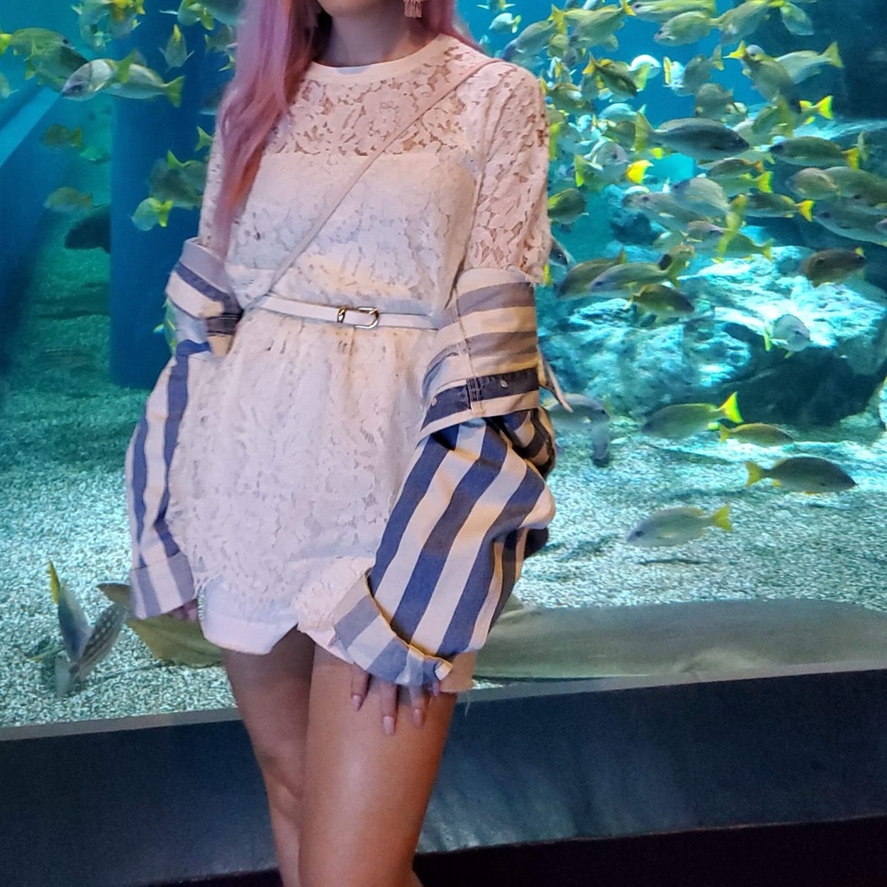 White lace cover up top